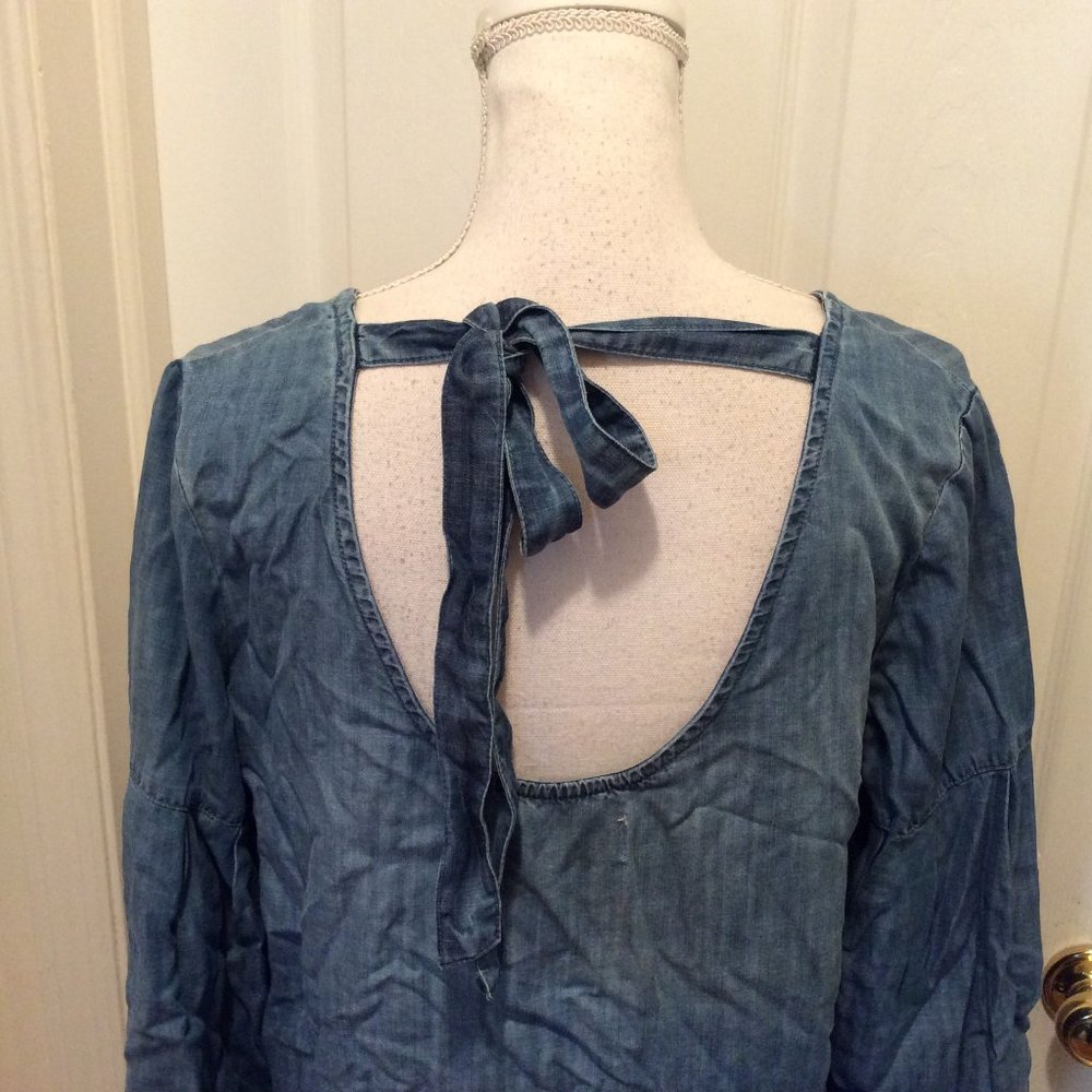 Cloth & Stone Anthropologie Dress M Blue Chambray - Picture 6 of 8